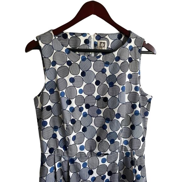 Anne Klein Women Dress 10 Geometric Dot Pockets Belt Flare Career Travel Event - Picture 7 of 12